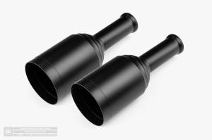 Aero Exhaust - Aero Exhaust - Direct Fit Replacement Exhaust Tip Pair - 2.5" Inlet 5" Outlet 14" Overall Length Straight Cut Outlet - Black