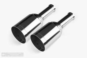 Aero Exhaust - Aero Exhaust - Direct Fit Replacement Exhaust Tip Pair - 2.5" Inlet 5" Outlet 14" Overall Length Straight Cut Outlet - Polished Stainless.