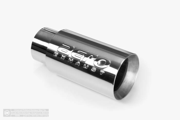 Aero Exhaust - Aero Exhaust - Universal Stainless Steel Tip - 3" Inlet 4" Outlet 9" Overall Length Straight Cut Outlet - Polished Finish - Image 1