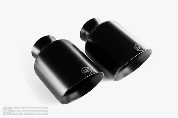 Aero Exhaust - Aero Exhaust - Direct Fit Replacement Exhaust Tip Pair - 5" Outlet 8.5" Overall Length Double Wall Slant Cut Outlet - Black - Image 1