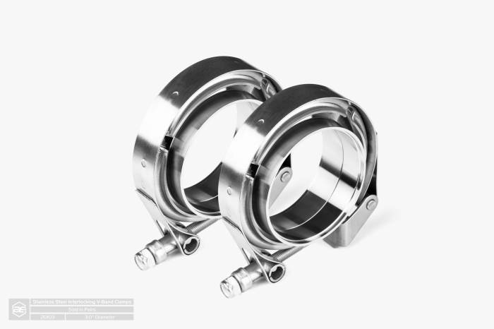 Aero Exhaust - Aero Exhaust Stainless Steel Interlocking V-Band Clamps - Pair - 3.0" Diameter - Image 1
