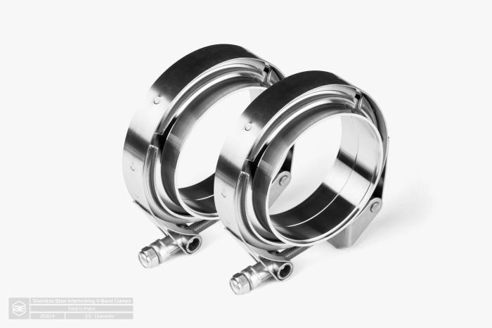 Aero Exhaust - Aero Exhaust Stainless Steel Interlocking V-Band Clamps - Pair - 3.5" Diameter - Image 1