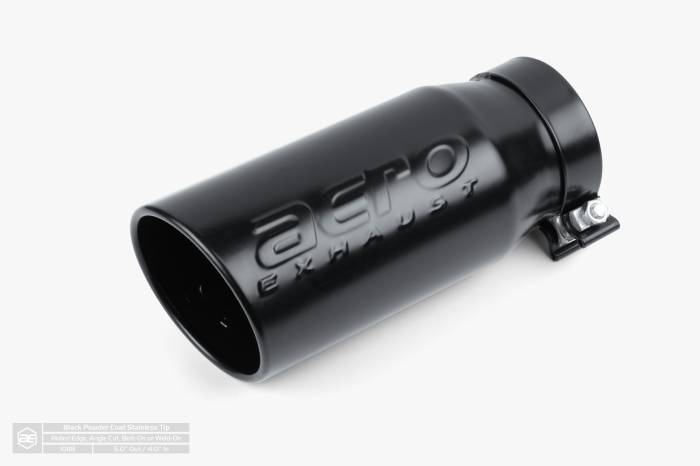Aero Exhaust - Aero Exhaust - Stainless Tip - 5" Outlet 11.5" Overall Length Single Wall Rolled Edge Angle Cut - Black Powder Coat - Image 1