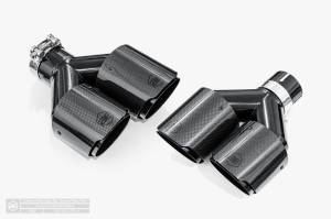 Aero Exhaust - Aero Exhaust - Carbon Fiber Dual Exhaust Tips - 4" Dual Outlet 10" Overall Length Angle Cut Outlet - Driver & Passenger Side Pair - Image 1