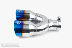 Aero Exhaust - Aero Exhaust - Blue Flame Dual Tip - 3.5" Dual Outlet 9.75" Overall Length Double Wall Rolled Edge - Image 2