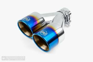 Aero Exhaust - Aero Exhaust - Blue Flame Dual Tip - 3.5" Outlet 9.5" Overall Length Double Wall Rolled Edge - Driver Side - Image 1