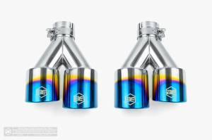 Aero Exhaust - Aero Exhaust - Blue Flame Dual Tips - 3.5" Outlet 9.5" Overall Length Double Wall Rolled Edge - Driver & Passenger Side Pair - Image 2