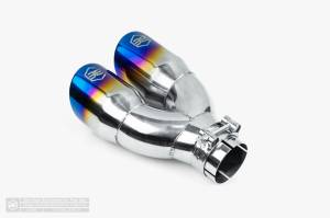 Aero Exhaust - Aero Exhaust - Blue Flame Dual Tip - 3.0" Outlet 9.25" Overall Length Double Wall Angle Cut - Passenger Side - Image 3